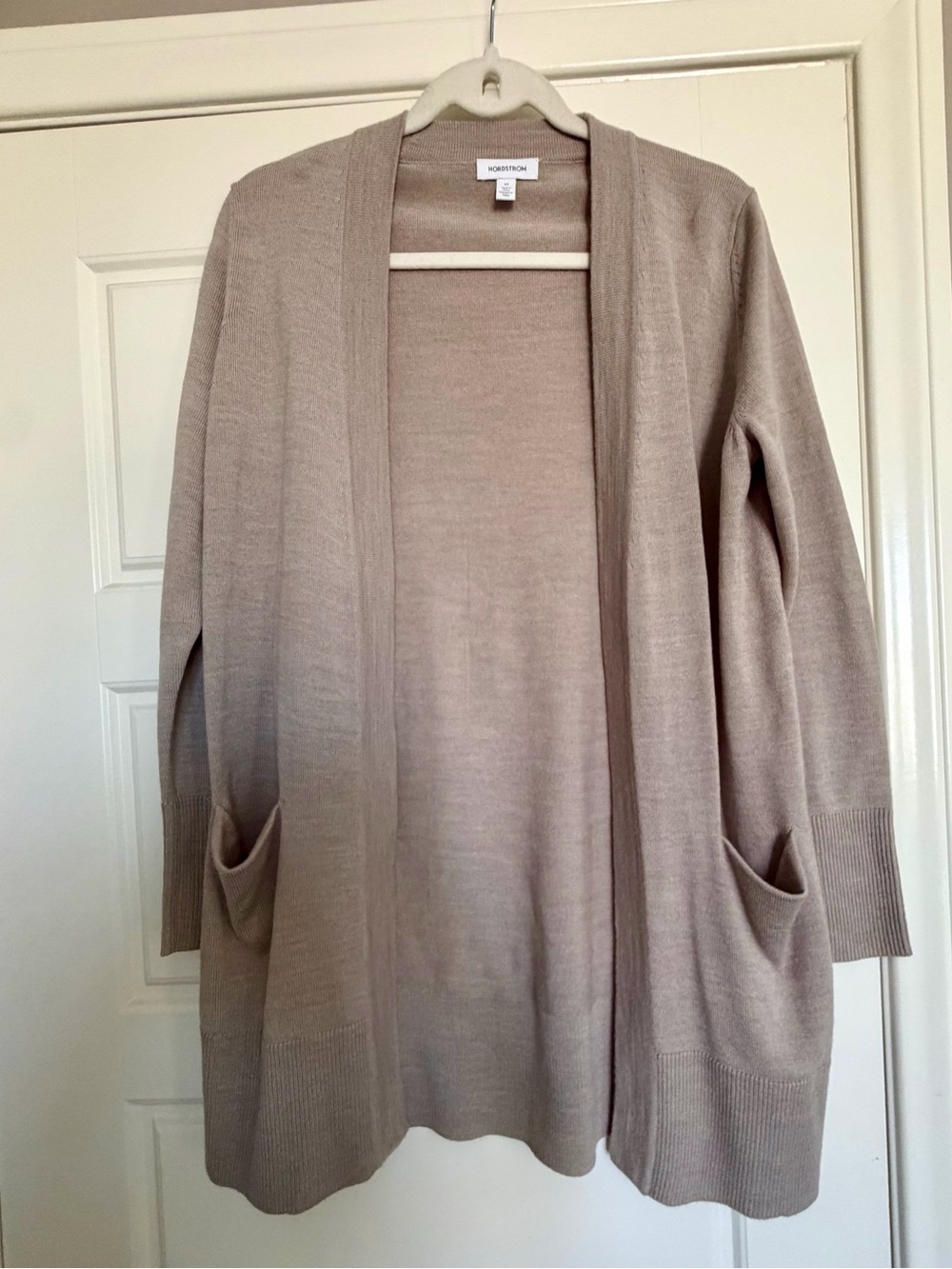 Nordstrom Open-Front Long Cardigan - Taupe
